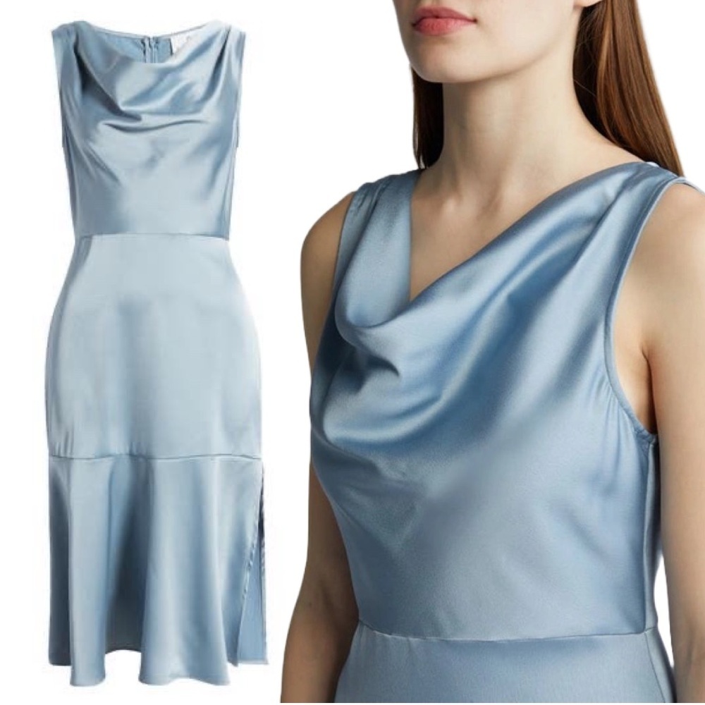 Sam Edelman Light Blue Satin Midi Dress